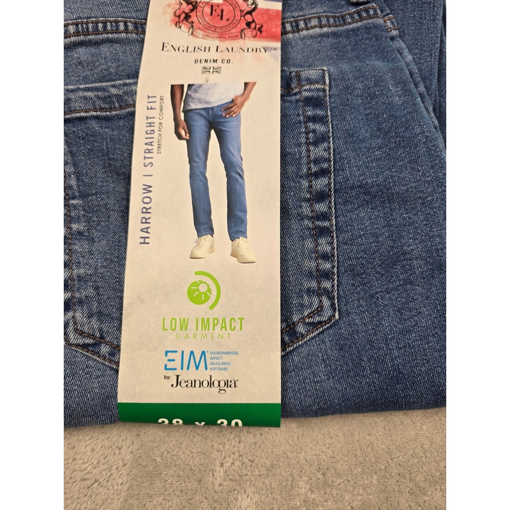 English Laundry Harrow Straight Fit Jeans Mens 38x30 Blue Stretch Denim - Picture 3 of 5